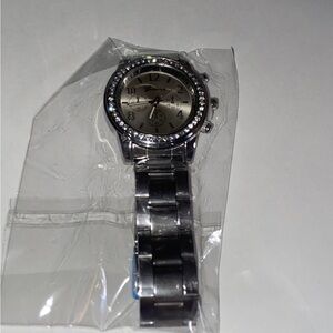 Classic Geneva Rhinestone Black & Rose Gold Watch